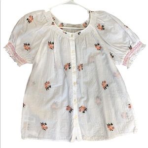 XS Loft Embroidered Floral Blouse